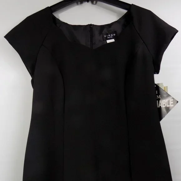 Virgo Petite Black Short Sleeve 1/2 Zip Back Full-Length Dress Size 8P NWT - Picture 3 of 10